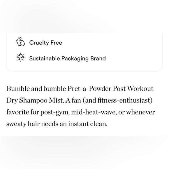 $5❤️‍🔥 LAST 1! Bumble and Bumble Pret-A-Powder Post Workout Dry Shampoo Mist - Picture 5 of 7